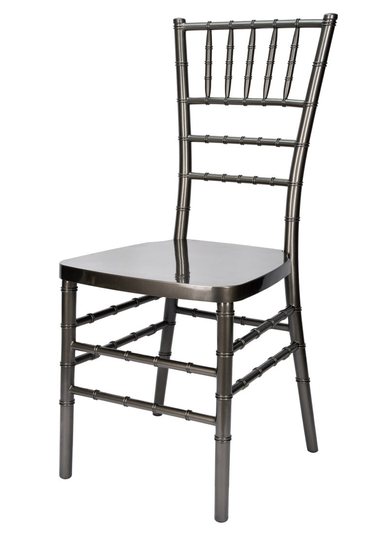 Metallic Silver Onyx Resin Steel Skeleton Chiavari Chair by Chivari CCRMG-STEEL-AX-T