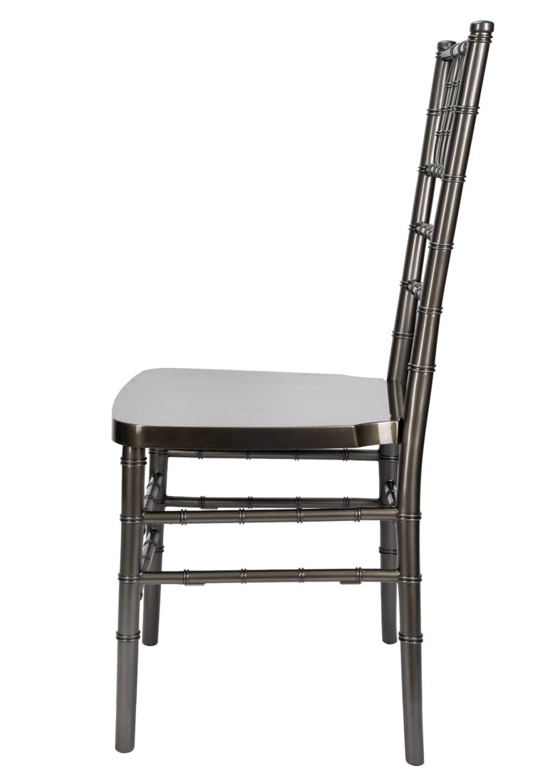 Metallic Silver Onyx Resin Steel Skeleton Chiavari Chair by Chivari CCRMG-STEEL-AX-T