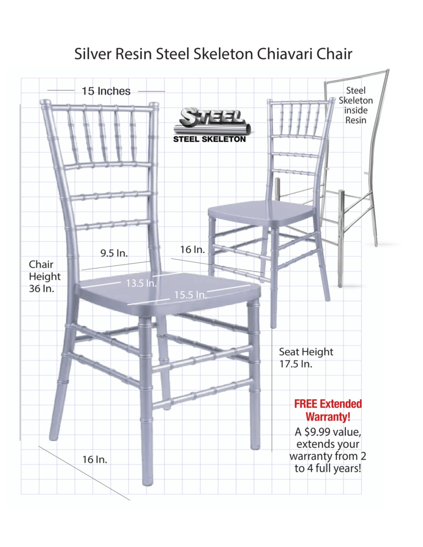 Silver Resin Steel Skeleton Chiavari Chair