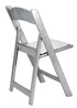 Silver with Silver Vinyl Cushion Resin Folding Chair by Chivari (Per Chair Price Shown – Sold only in Quantities of 4)