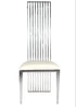 Silver Stainless Steel High Back Chair, Silver Frame, White Vinyl Seat