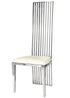 Silver Stainless Steel High Back Chair, Silver Frame, White Vinyl Seat