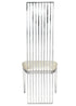 Silver Stainless Steel High Back Chair, Silver Frame, White Vinyl Seat