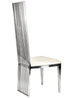 Silver Stainless Steel High Back Chair, Silver Frame, White Vinyl Seat