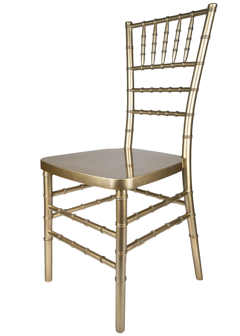 Sparkling Glitter Gold Champagne Resin Steel Skeleton Chiavari Chair by Chivari Left CCRCHGSP-STEEL-AX-T