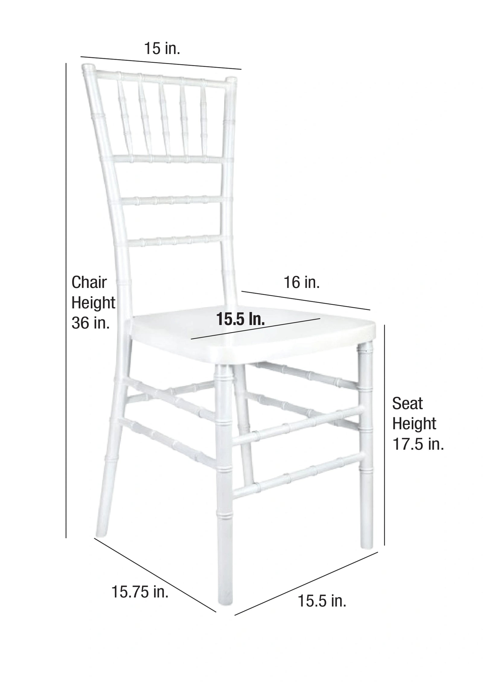 Sparkling Pearl White Resin Steel Skeleton™ Chiavari Chair