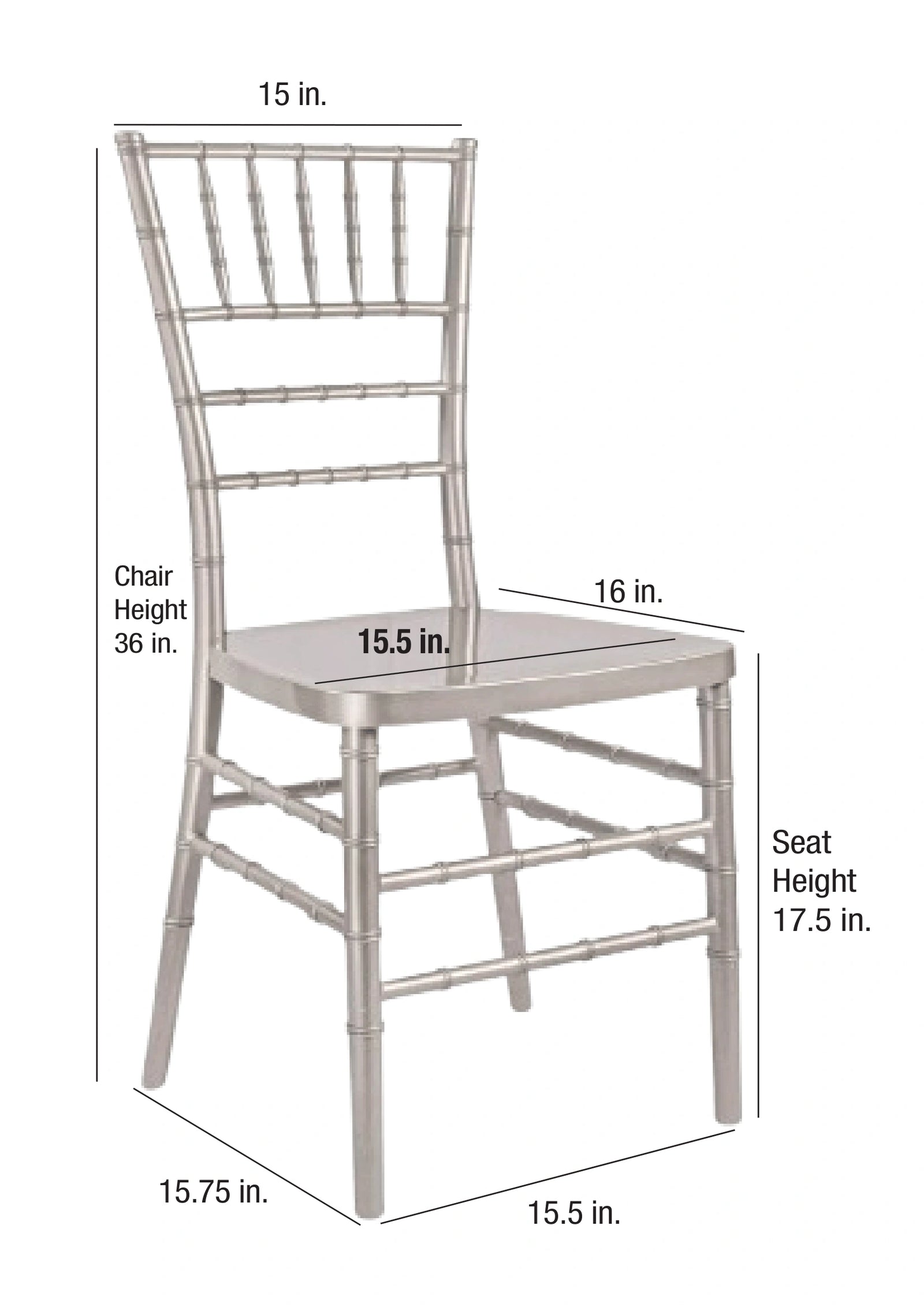 Sparkling Silver Champagne Resin Steel Skeleton™ Chiavari Chair