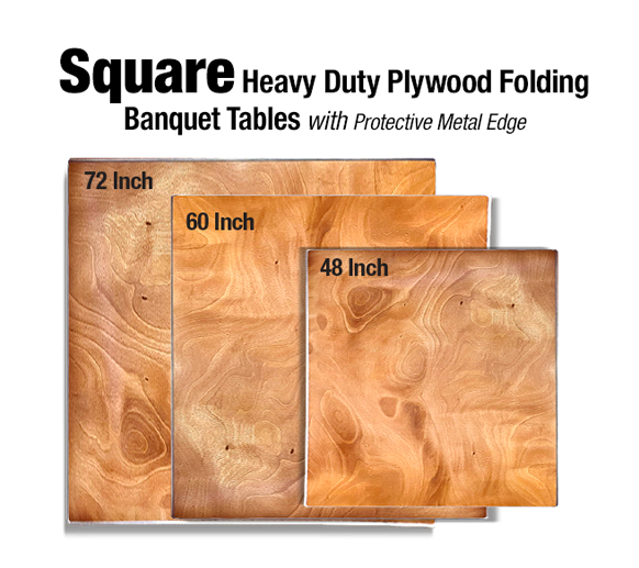 5 Foot (60"x 60") Square Heavy Duty Plywood Folding Table