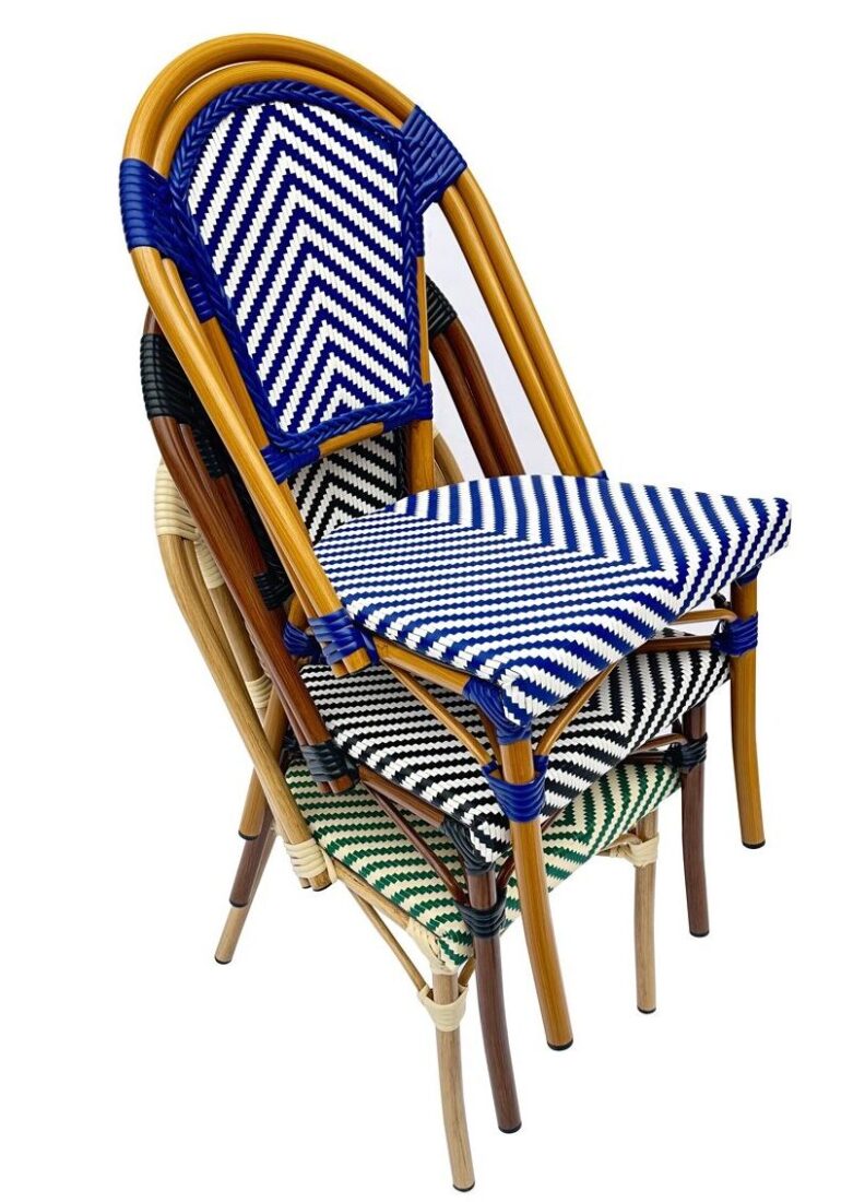 Blue and White French Bistro Patio Dining Chair