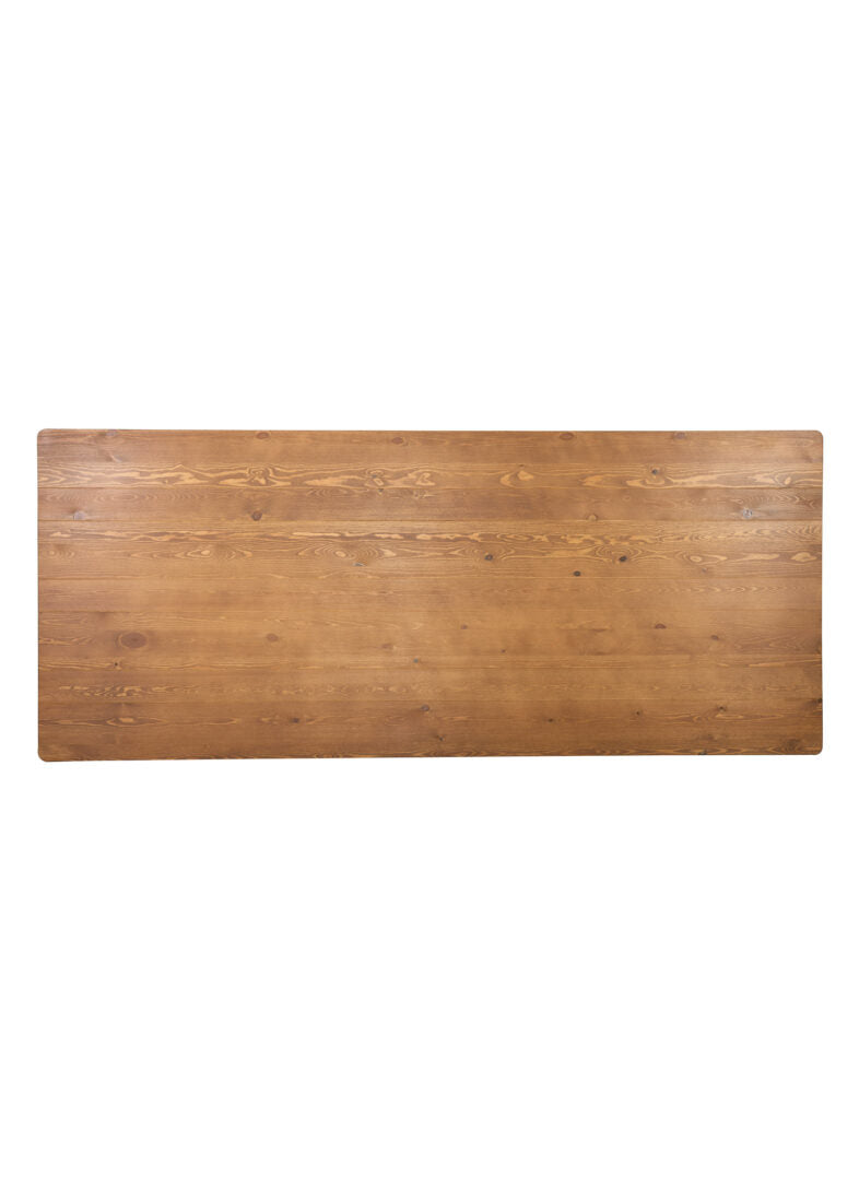 96" x 40" (8 Foot) Chestnut Rectangle Fluted Leg Wood Farm Table