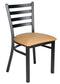 Ladder Back Restaurant Chair with Black Metal Frame and Tan Vinyl Seat