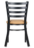 Ladder Back Restaurant Chair with Black Metal Frame and Tan Vinyl Seat