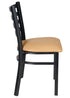 Ladder Back Restaurant Chair with Black Metal Frame and Tan Vinyl Seat