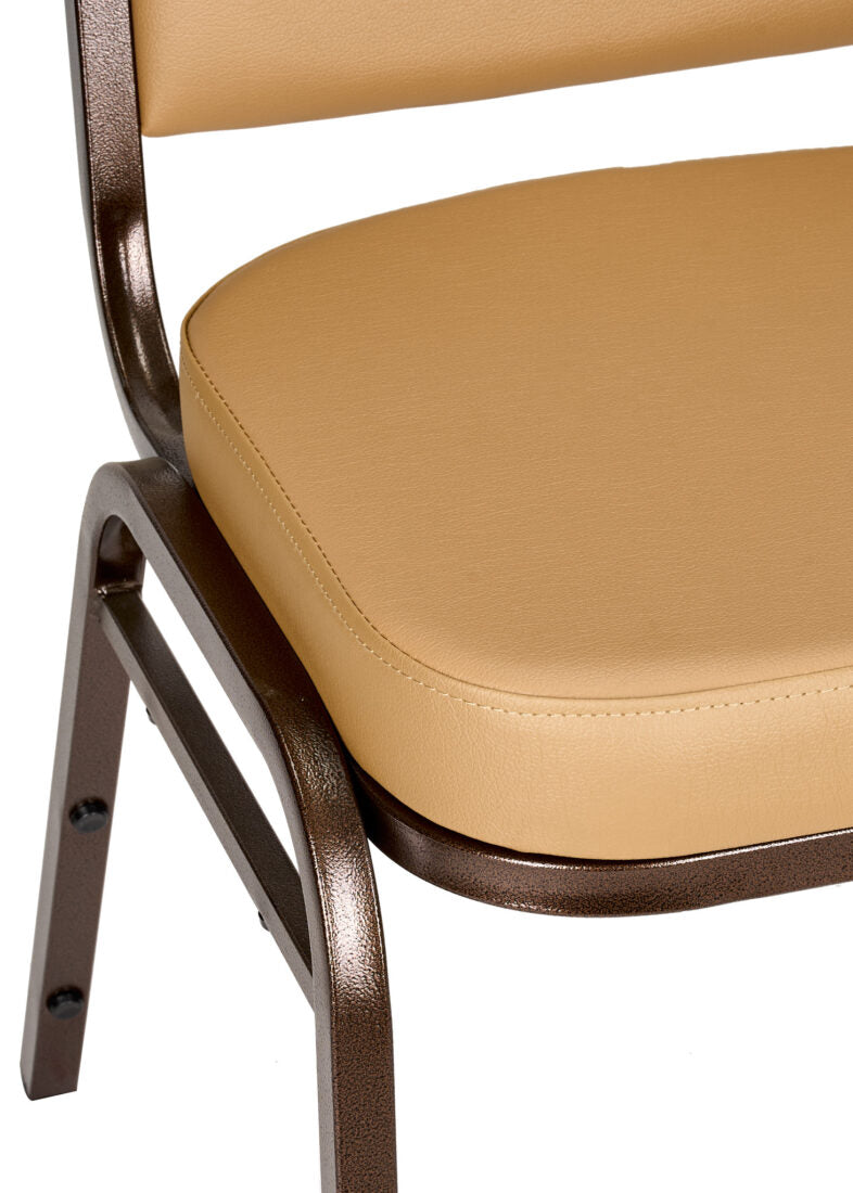 Tan Vinyl Copper Vein Steel Frame Square Back Banquet Chair