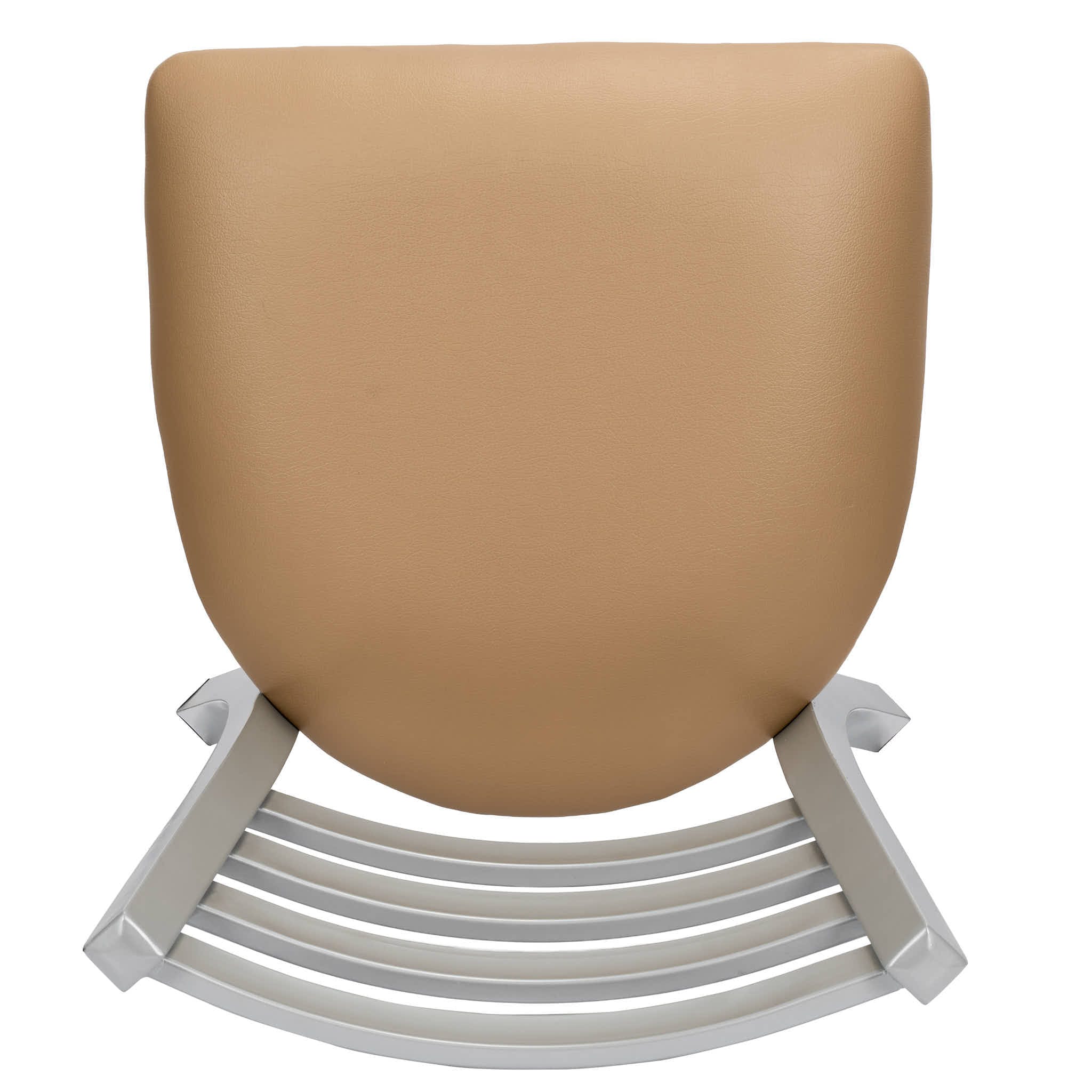 Chivari Ladder Back Restaurant Chair with Silver Frame and Tan Vinyl Seat CLMSVT-ZF-KT