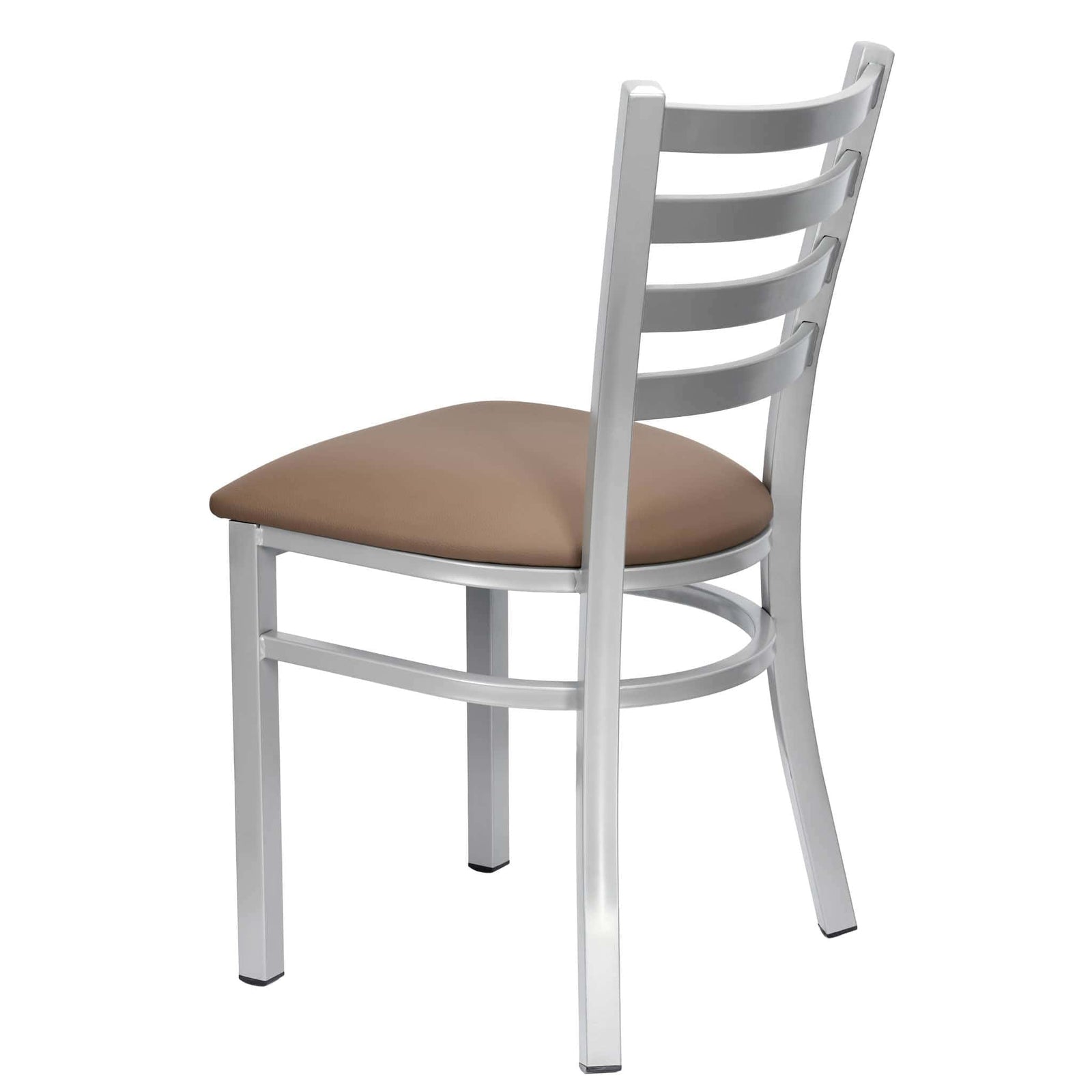Chivari Ladder Back Restaurant Chair with Silver Frame and Taupe Vinyl Seat CLMSVTP-ZF-KT