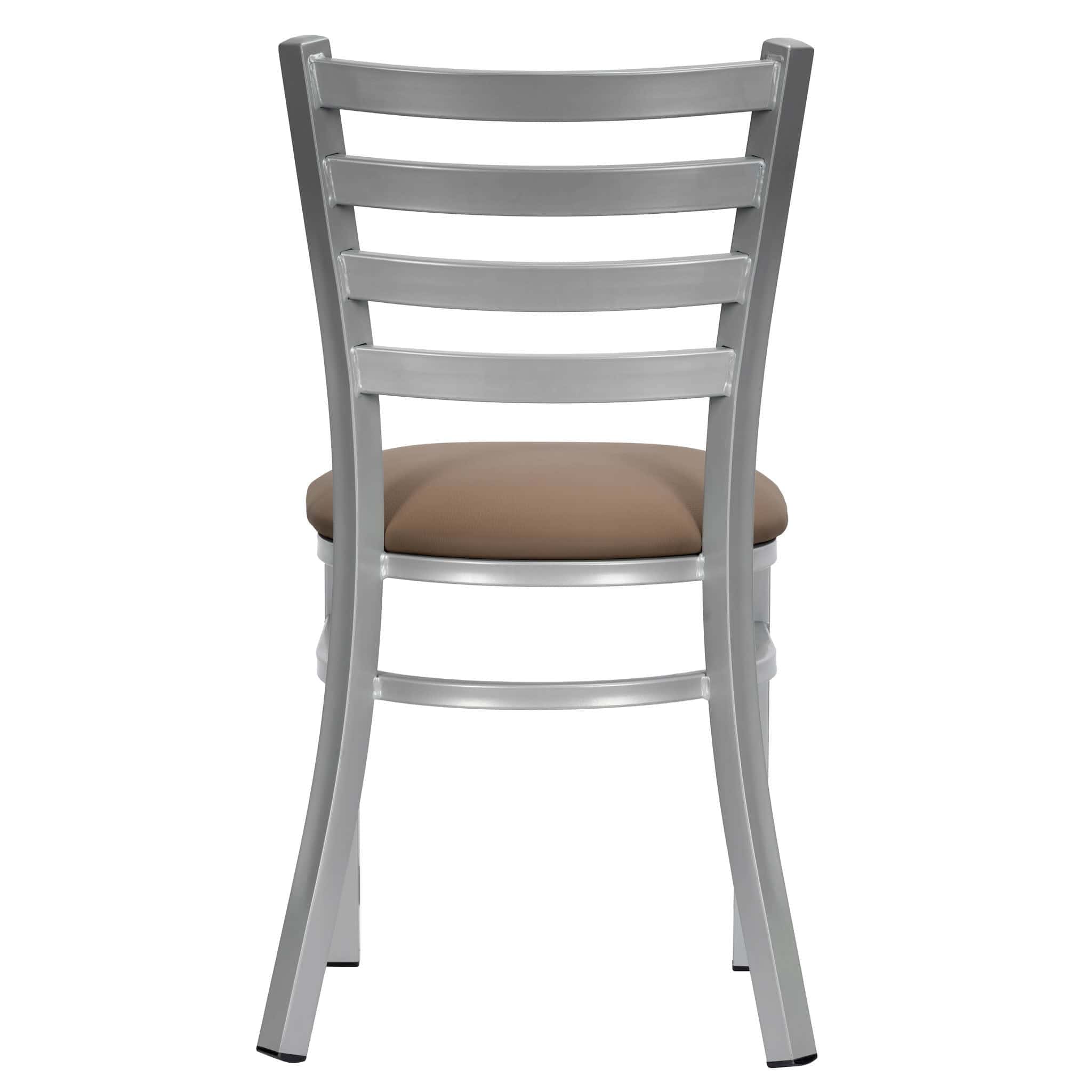 Chivari Ladder Back Restaurant Chair with Silver Frame and Taupe Vinyl Seat CLMSVTP-ZF-KT
