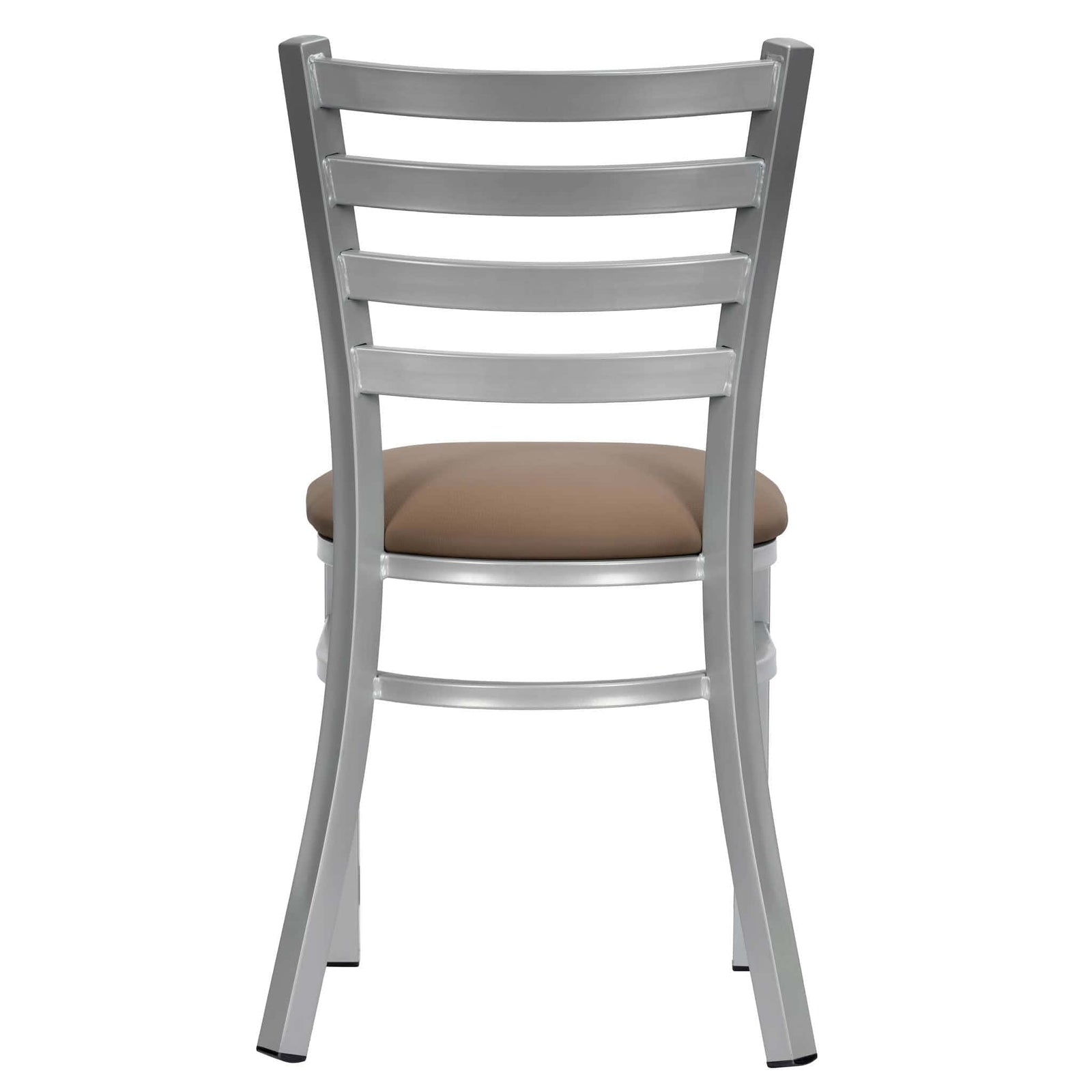 Chivari Ladder Back Restaurant Chair with Silver Frame and Taupe Vinyl Seat CLMSVTP-ZF-KT