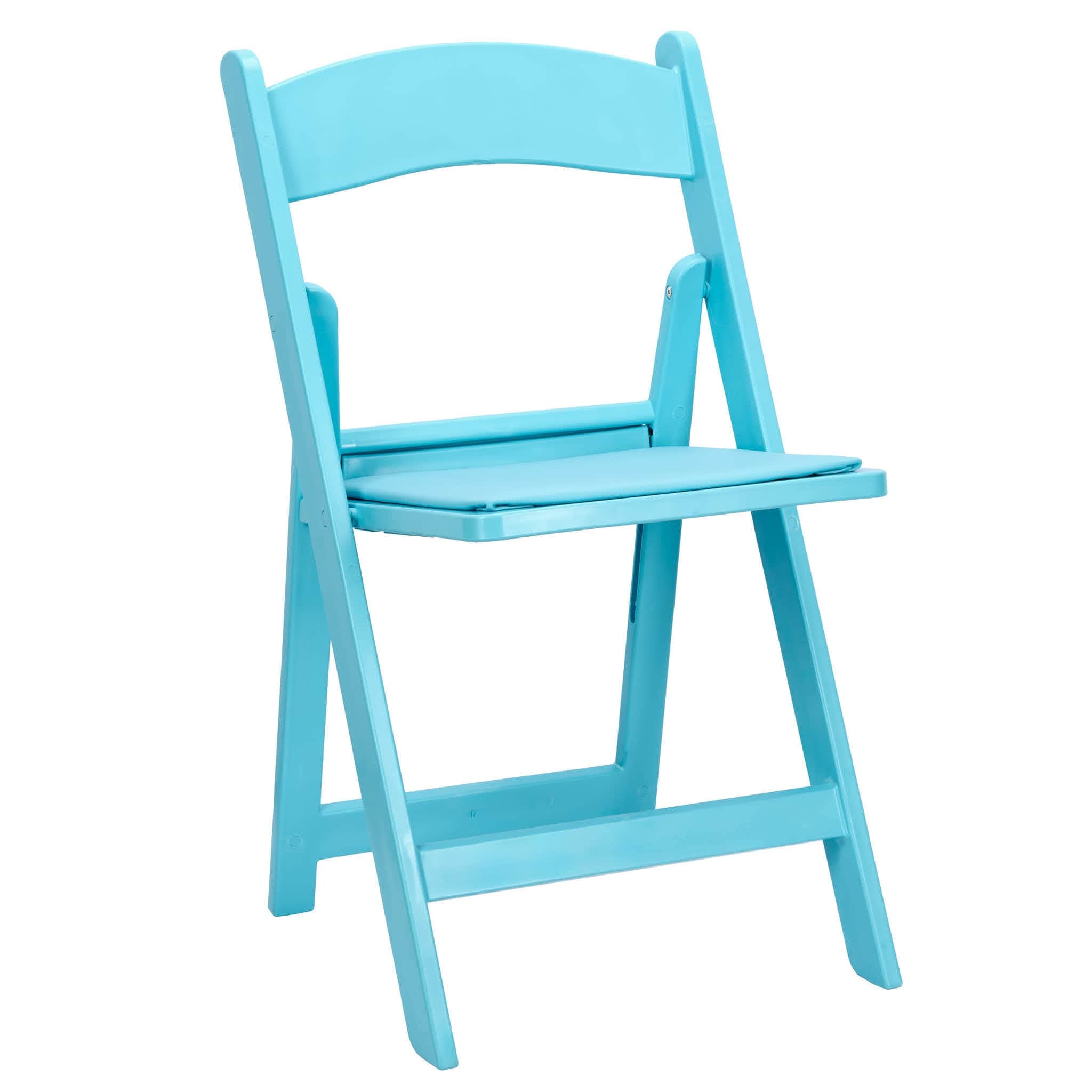 Turquoise Blue with Matching Seat Resin Steel Skeleton Folding Chair (Per Chair Price Shown - Sold only in Quantities of 4)