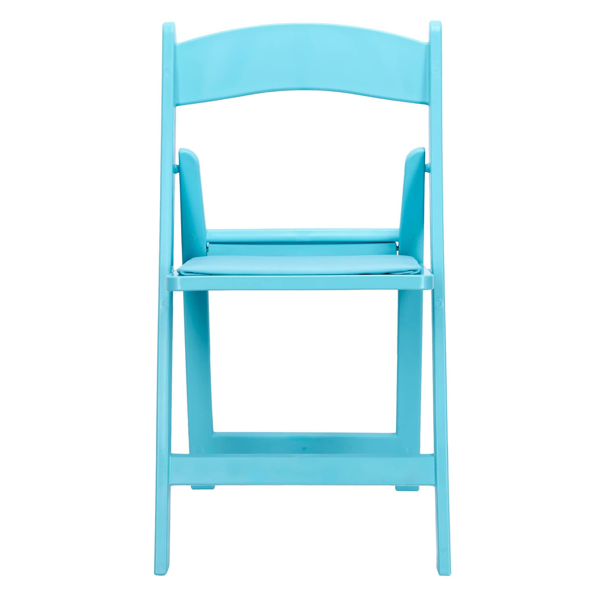 Turquoise Blue with Matching Seat Resin Steel Skeleton Folding Chair (Per Chair Price Shown - Sold only in Quantities of 4)