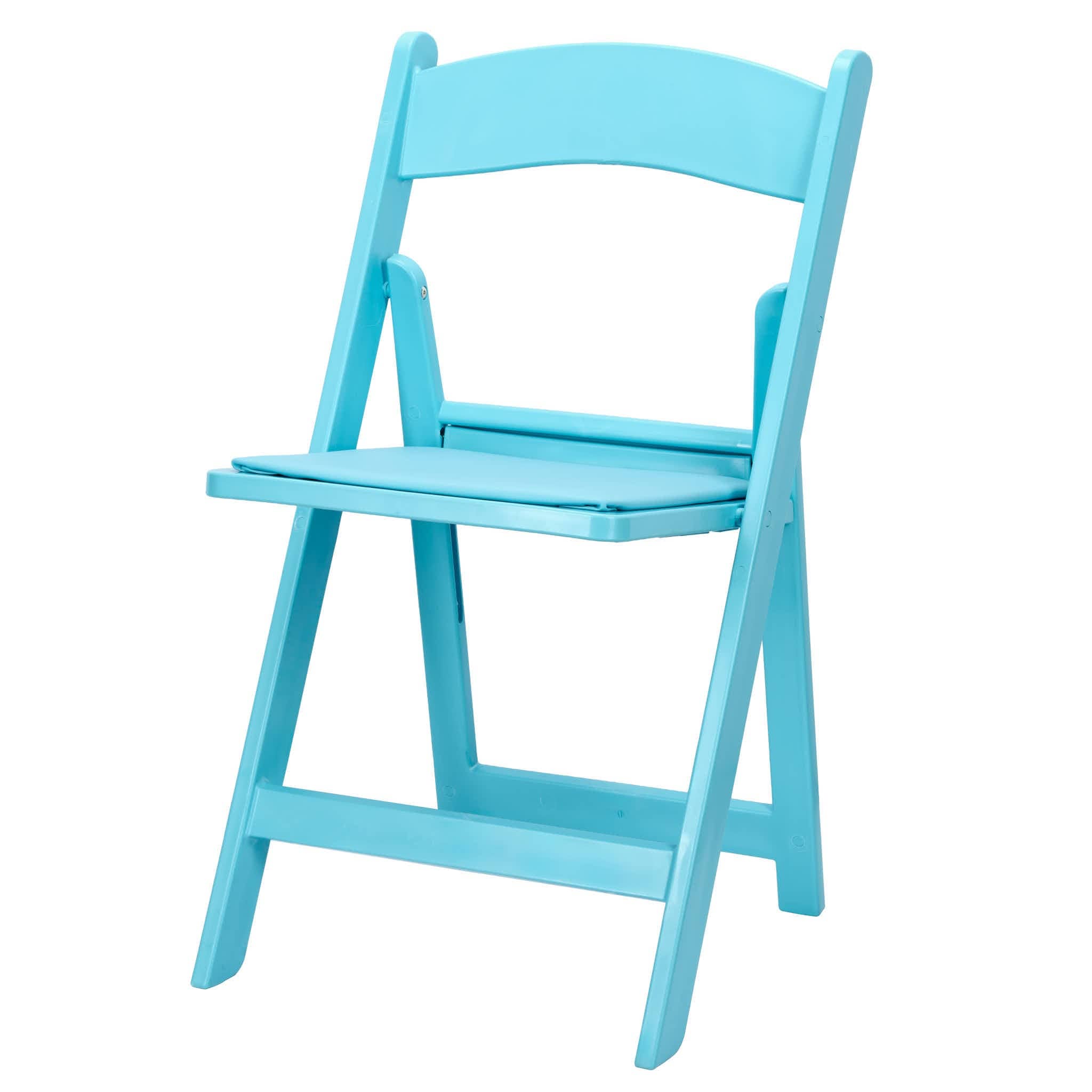 Turquoise Blue with Matching Seat Resin Steel Skeleton Folding Chair (Per Chair Price Shown - Sold only in Quantities of 4)