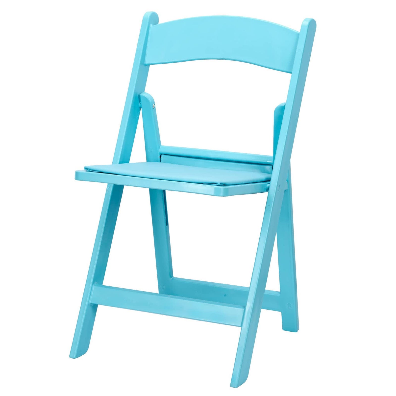 Turquoise Blue with Matching Seat Resin Steel Skeleton Folding Chair (Per Chair Price Shown - Sold only in Quantities of 4)