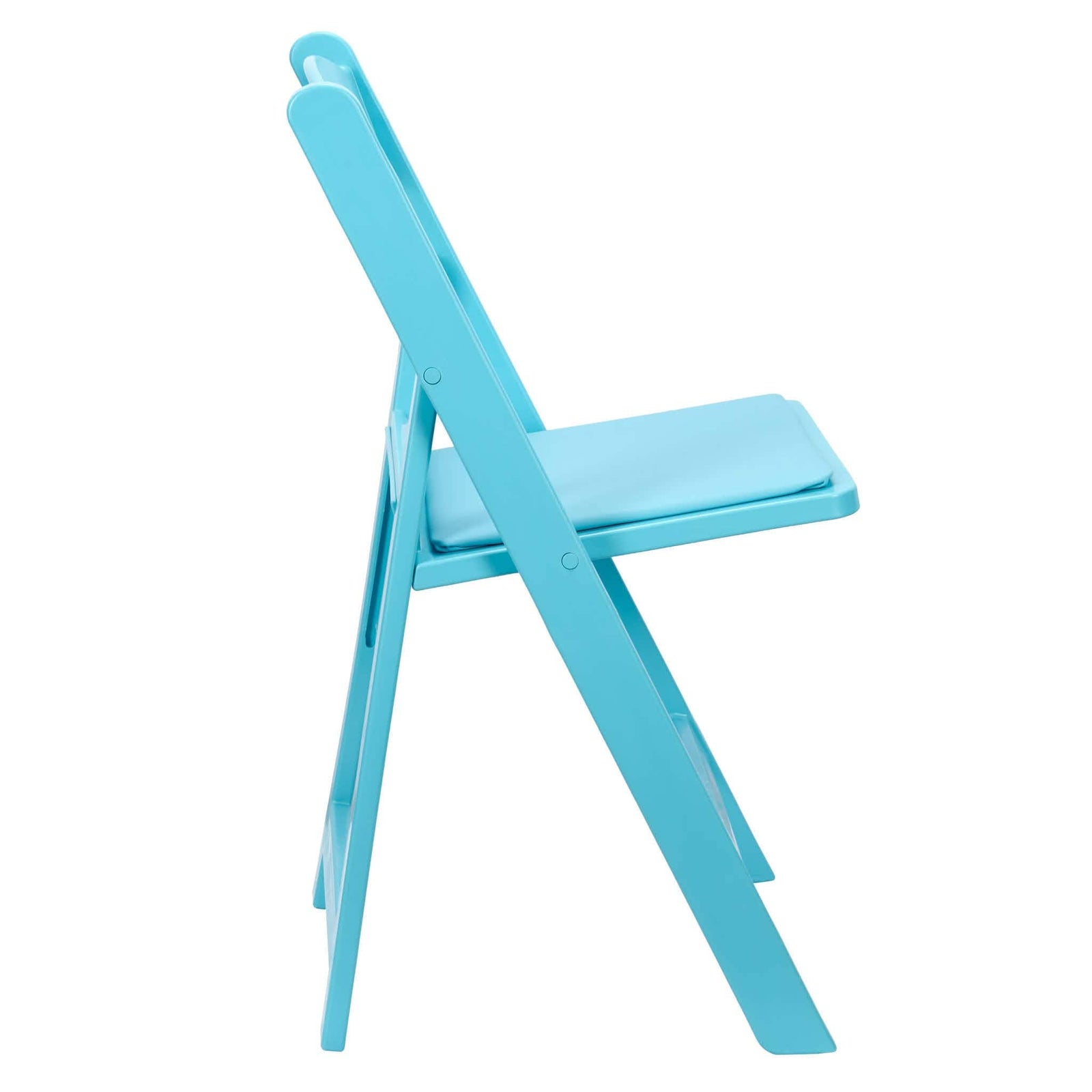 Turquoise Blue with Matching Seat Resin Steel Skeleton Folding Chair (Per Chair Price Shown - Sold only in Quantities of 4)