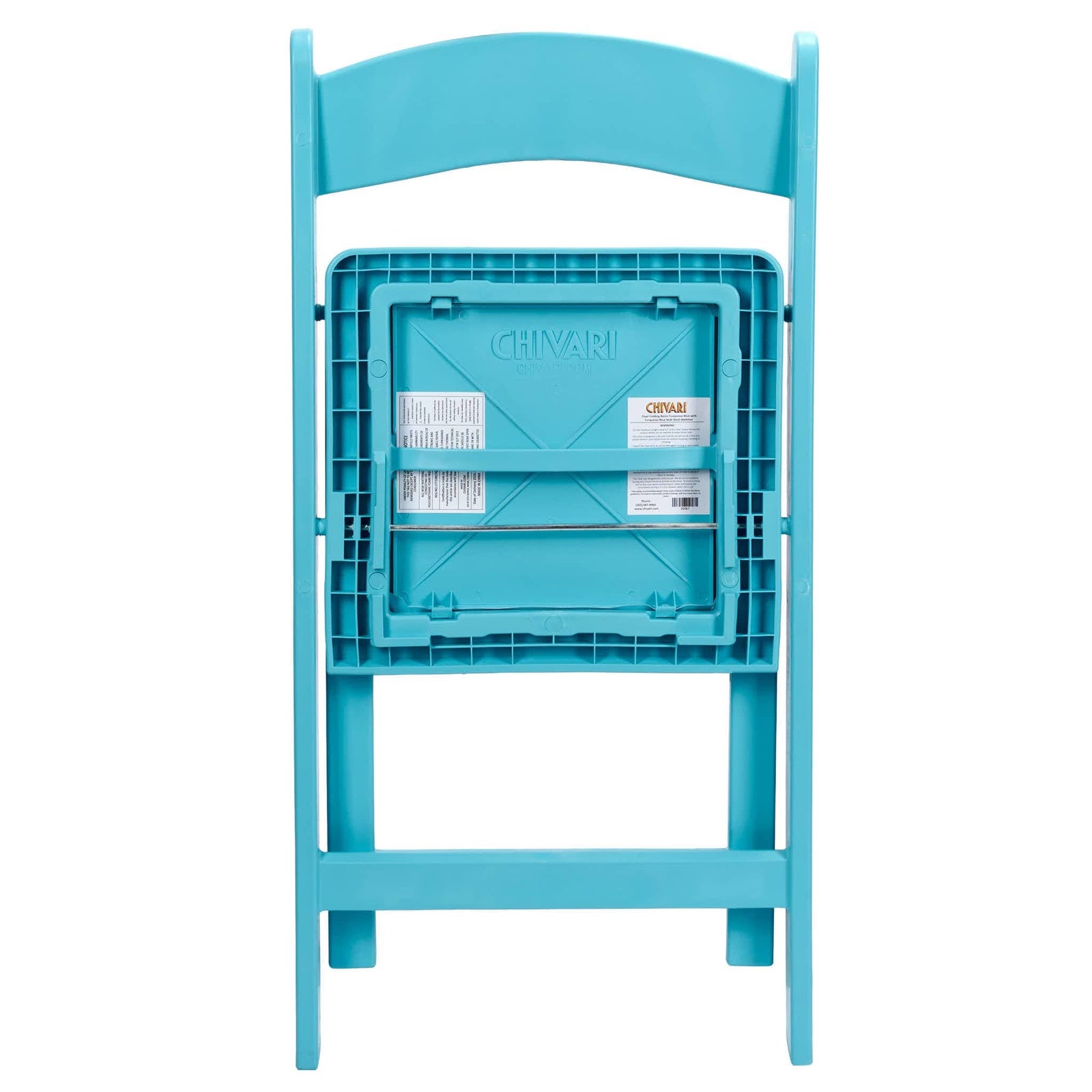 Turquoise Blue with Matching Seat Resin Steel Skeleton Folding Chair (Per Chair Price Shown - Sold only in Quantities of 4)