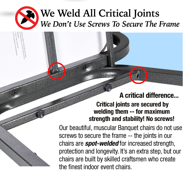 We Weld All Critical Joints - Crown Banquet Chairs