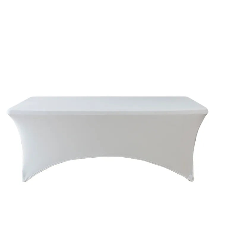 5-Pack White Spandex 250GSM 8-ft Folding Table Cover