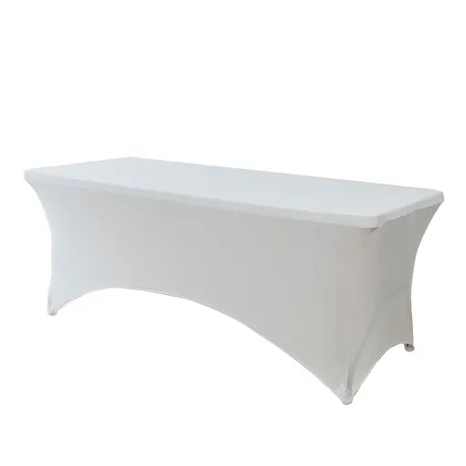 5-Pack White Spandex 250GSM 8-ft Folding Table Cover