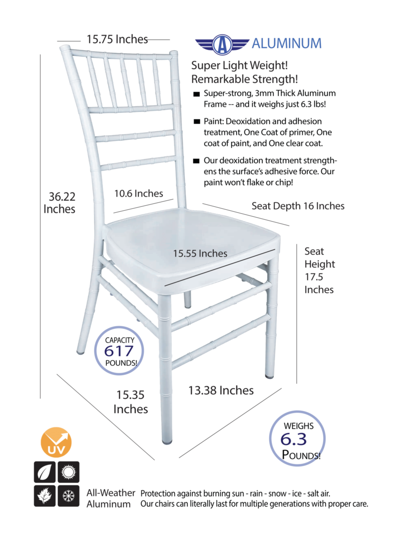 White Aluminum Chiavari Chair CCAW-AX-T