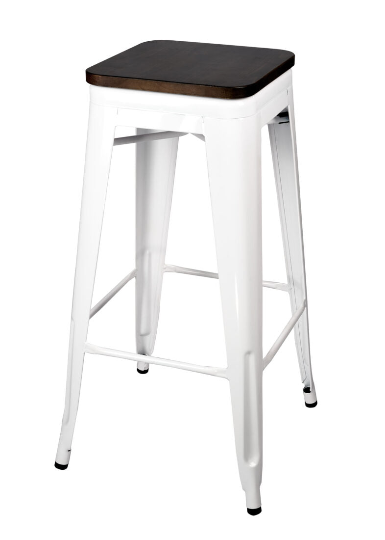 White Hi Gloss Steelix Tolix Style Metal Barstool BTMW-AX-T