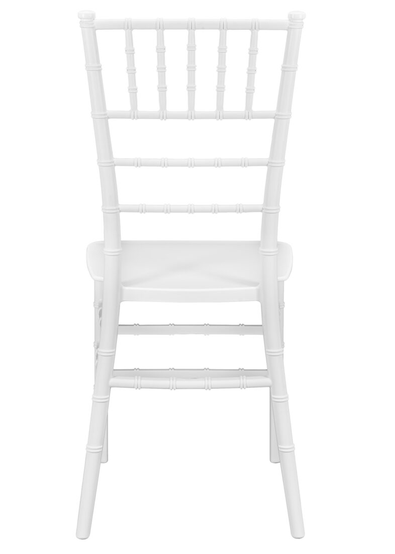 White ThinResin Chiavari Chair by Chivari, Strong One-Piece Frame, Stackable CCRW-MONO-THIN-ZG-T