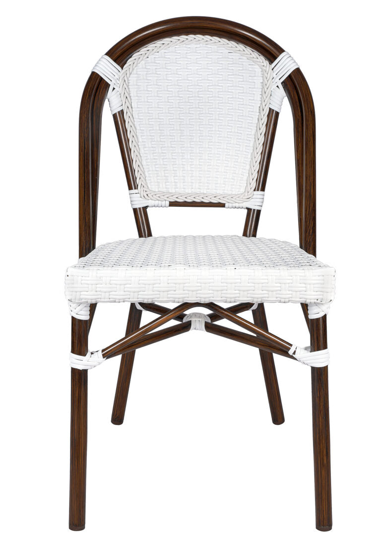 White on White, Dark Pipe Armless French Bistro Patio Dining Chair CBPWD-AX-T