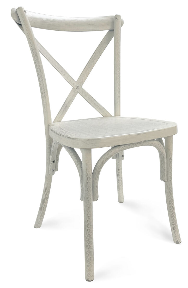 White Distressed Resin Cross Back Chair 45 CXRWD-ZG-T