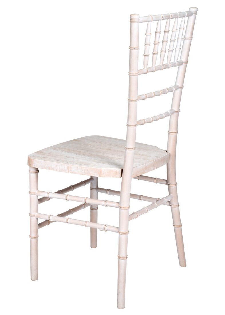 White Distressed WoodGrain™ Resin Steel Skeleton™ Chiavari Chair