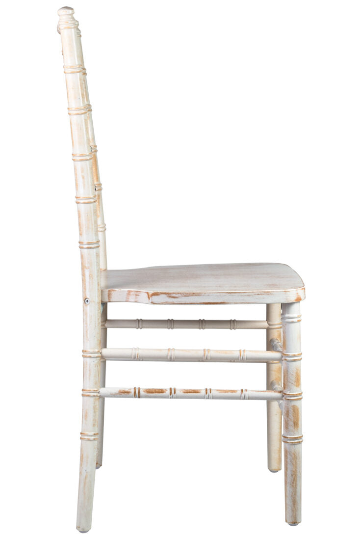 White Distressed ToughWood Chiavari Chair CCWWD-ZG-T