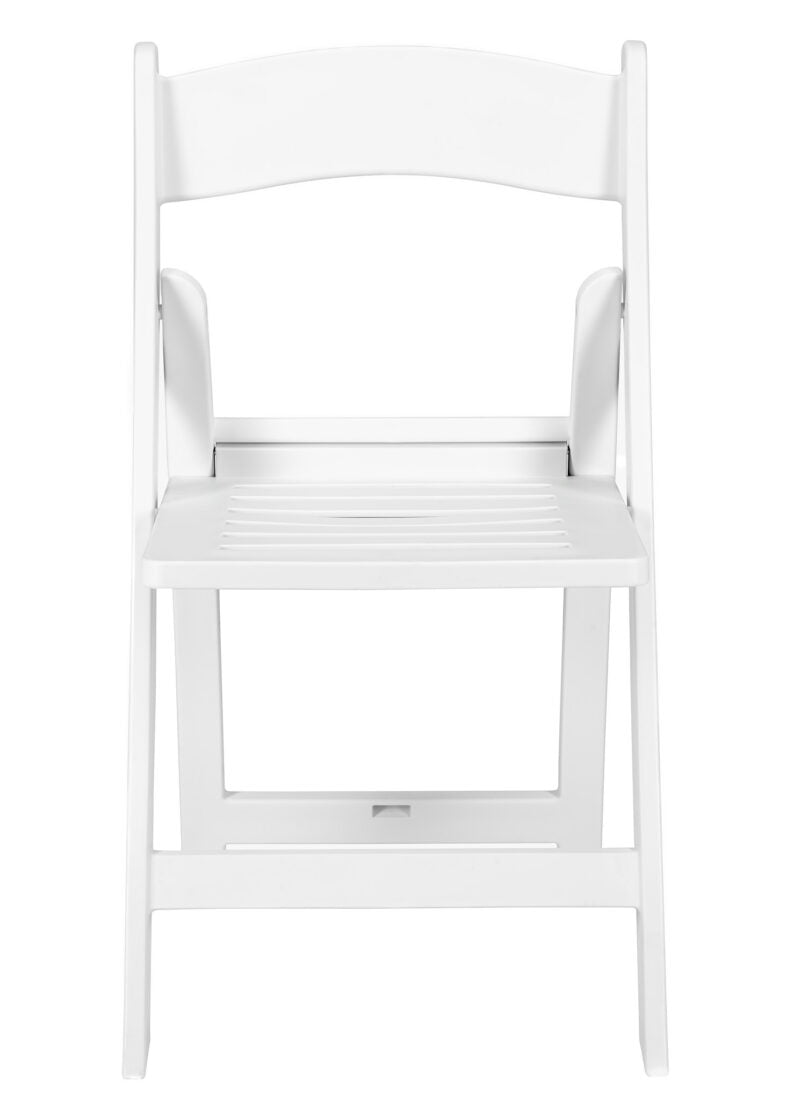 White Resin Folding Chair, Slatted Seat, 650 lbs Weight Capacity*, 2 Year Total Warranty* (Per Chair Price Shown – Sold only in Quantities of 4) CFRW-SLATTED-CX-T