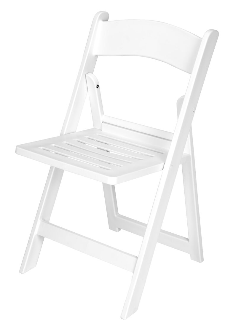 White Resin Folding Chair, Slatted Seat, 650 lbs Weight Capacity*, 2 Year Total Warranty* (Per Chair Price Shown – Sold only in Quantities of 4) CFRW-SLATTED-CX-T