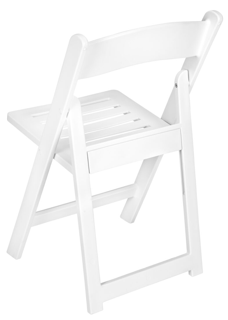 White Resin Folding Chair, Slatted Seat, 650 lbs Weight Capacity*, 2 Year Total Warranty* (Per Chair Price Shown – Sold only in Quantities of 4) CFRW-SLATTED-CX-T