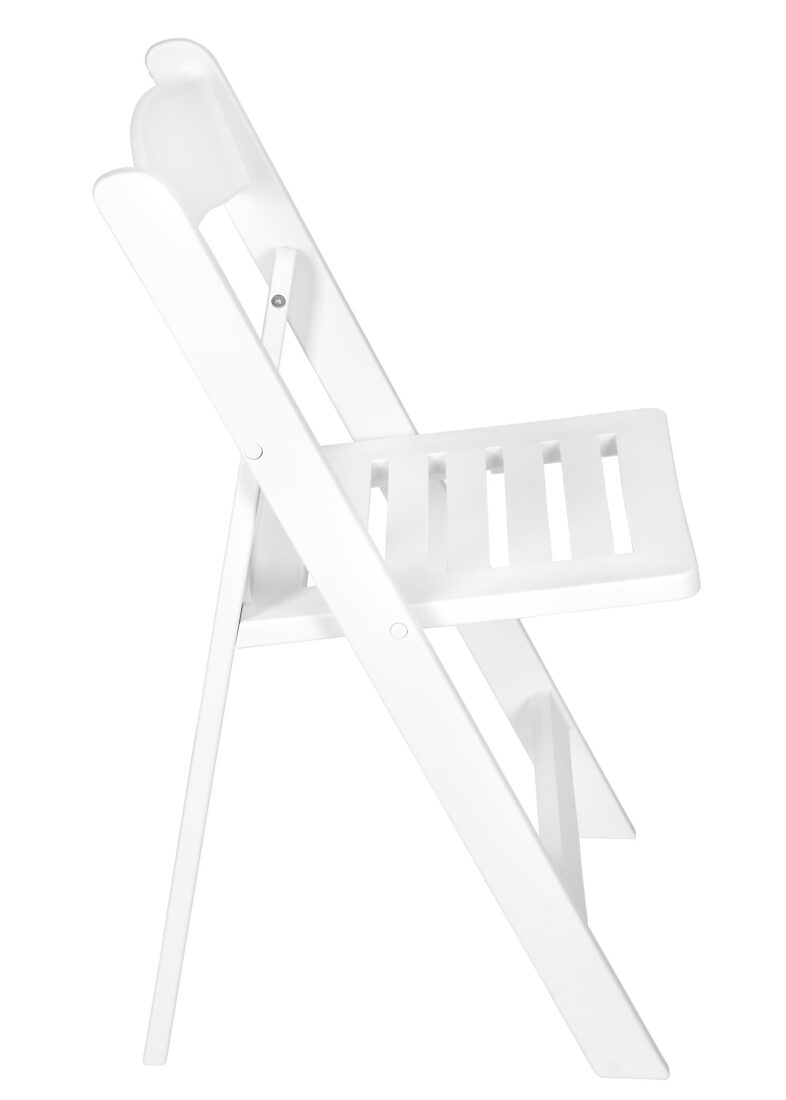 White Resin Folding Chair, Slatted Seat, 650 lbs Weight Capacity*, 2 Year Total Warranty* (Per Chair Price Shown – Sold only in Quantities of 4) CFRW-SLATTED-CX-T