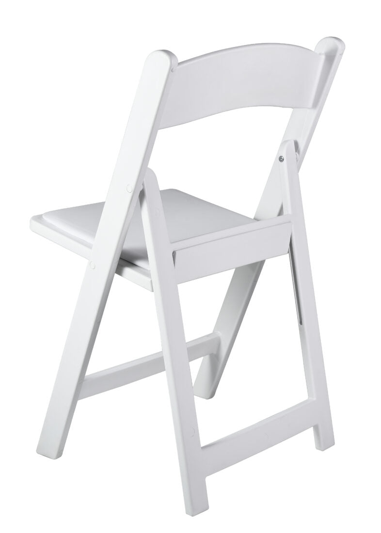 White SuperResin Folding Chair with Stainless Steel Hardware by Chivari, Maximum 800 lbs. Static Weight Capacity CFRWS-AX-T