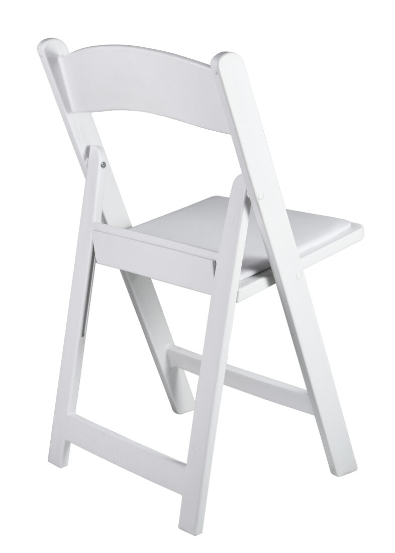 White SuperResin Folding Chair with Stainless Steel Hardware by Chivari, Maximum 800 lbs. Static Weight Capacity CFRWS-AX-T