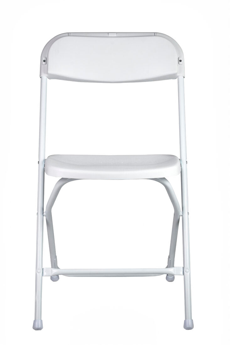 White Folding Chair (Steel-Poly Chair) by Chiavari, Minimum 660 lbs. Capacity CFPW-CX-T