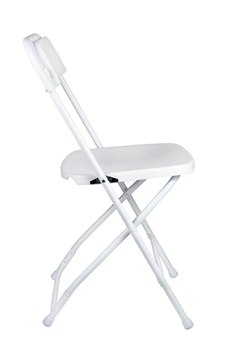 White Folding Chair (Steel-Poly Chair) by Chiavari, Minimum 660 lbs. Capacity CFPW-CX-T