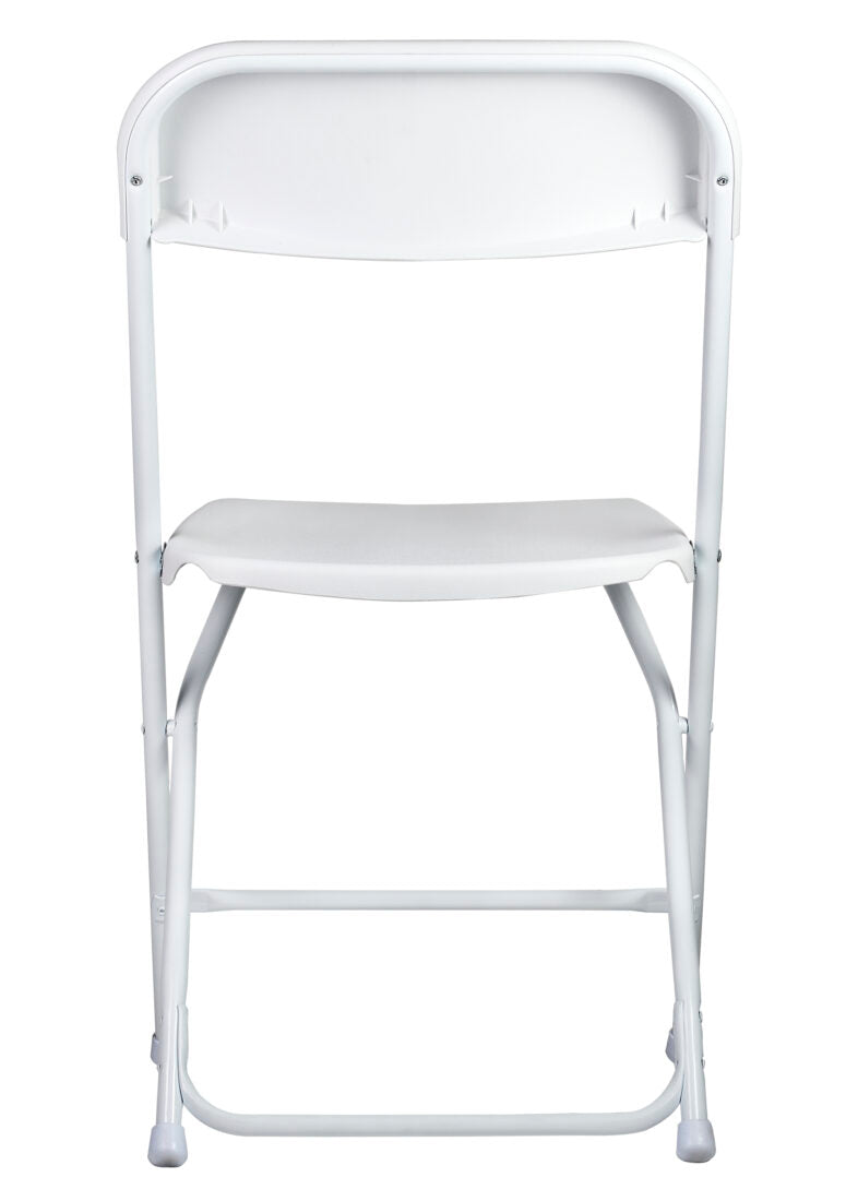 White Folding Chair (Steel-Poly Chair) by Chiavari, Minimum 660 lbs. Capacity CFPW-CX-T