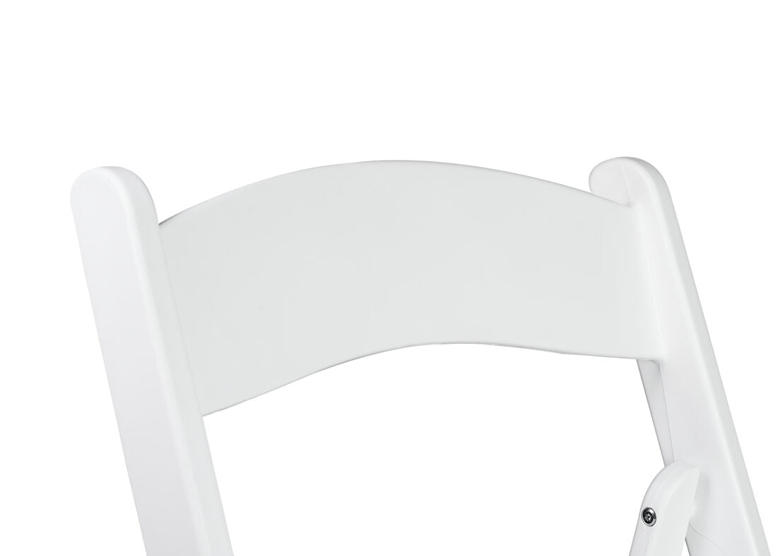 White SuperResin Folding Chair with Stainless Steel Hardware by Chivari, Maximum 800 lbs. Static Weight Capacity CFRWS-AX-T