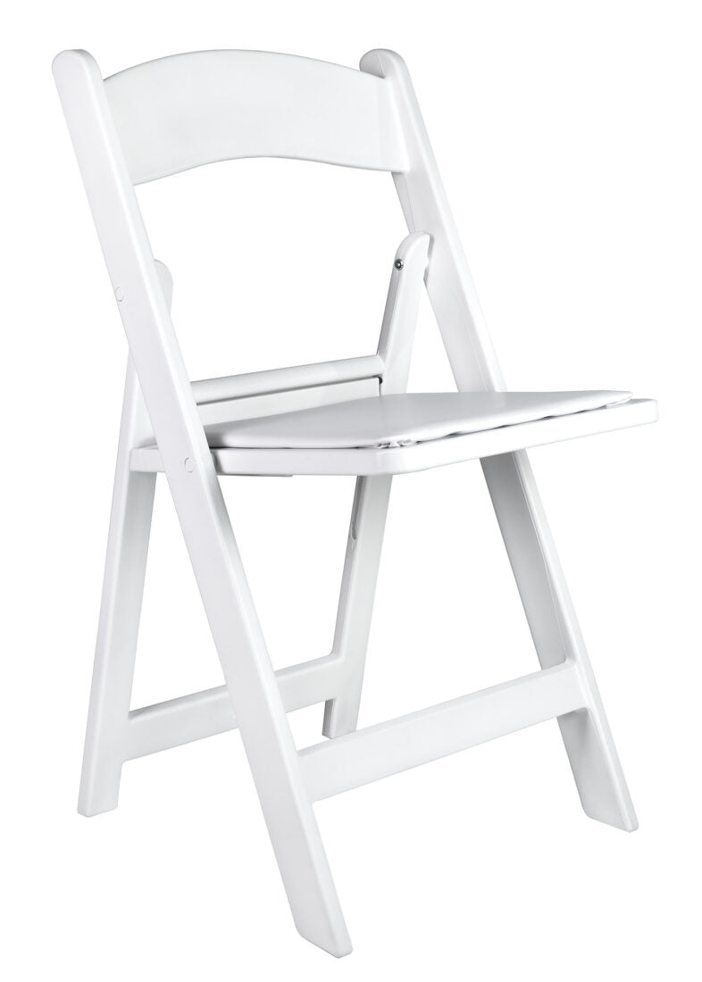 White with White Vinyl Cushion Resin Steel Skeleton™ Folding Chair