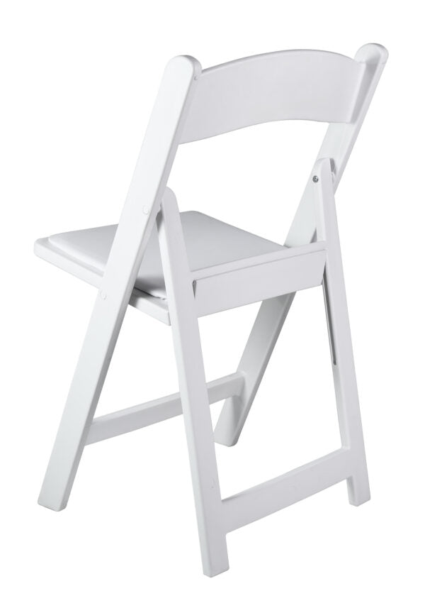 White with White Vinyl Cushion Resin Steel Skeleton™ Folding Chair